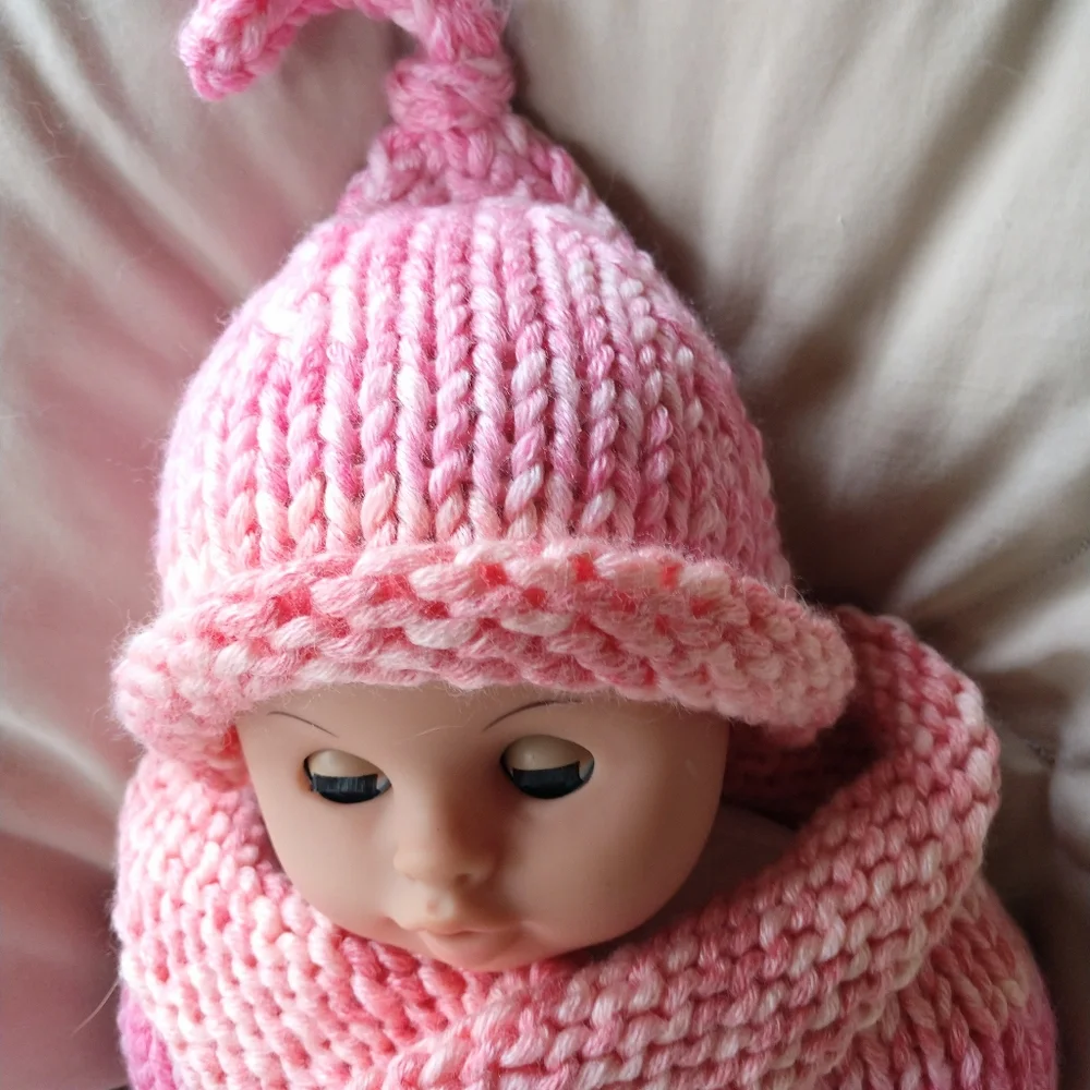 Baby Cocoon Pink Photo Prop Hand Crafted Knit One Piece Heirloom